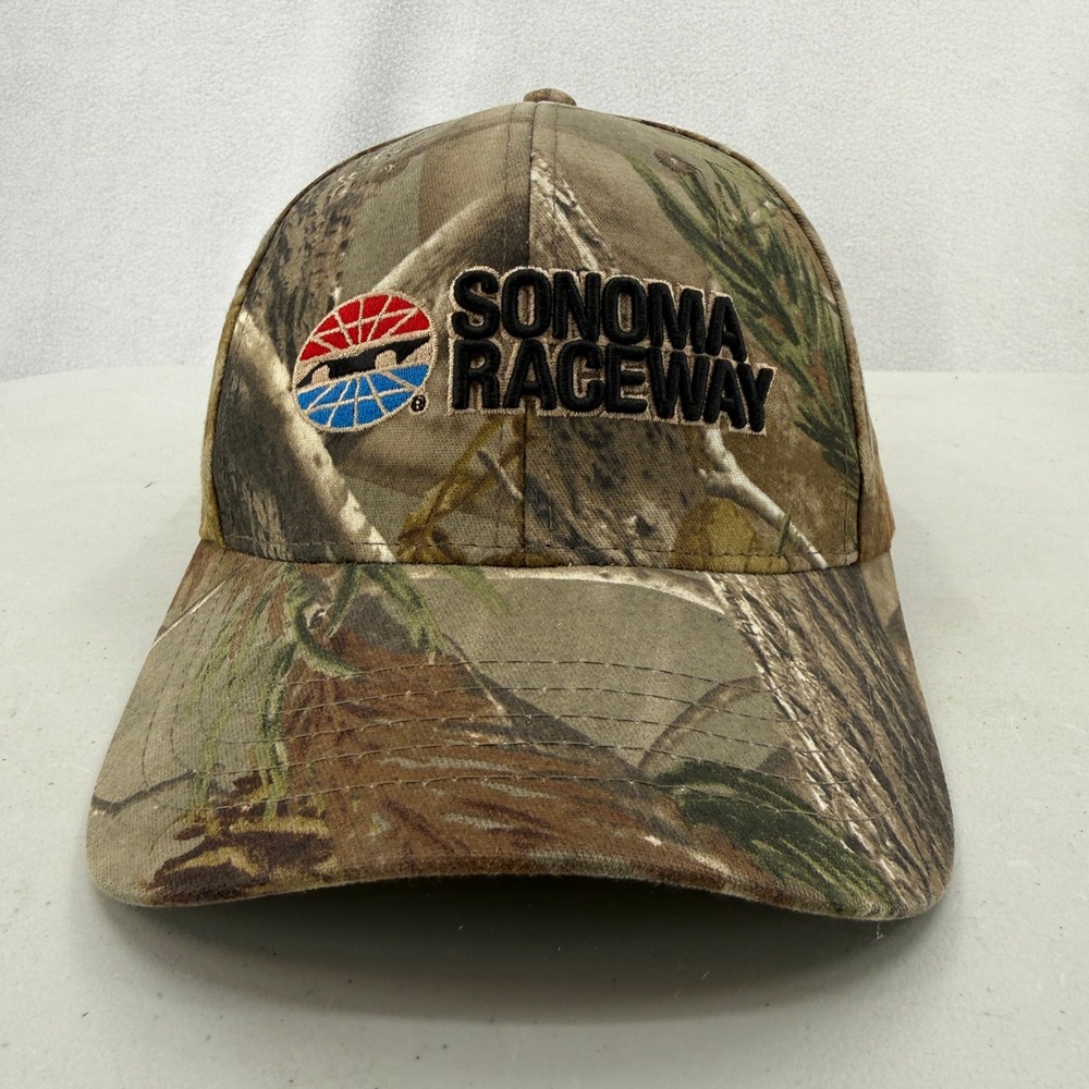 Sonoma Raceway Hat Mens OSFA Camo Embroidered Nascar Racing Baseball Cap